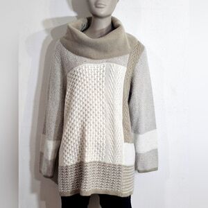 Calvin Klein Beige and Cream Cowl Neck Sweater